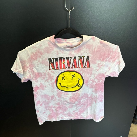 NIRVANA Pink and White Tie-Dye Tee - Picture 1 of 7